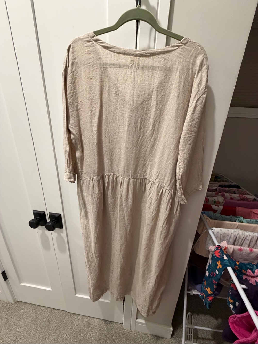 Frockk Linen Dress in Light Beige Size Medium - Picture 2 of 3